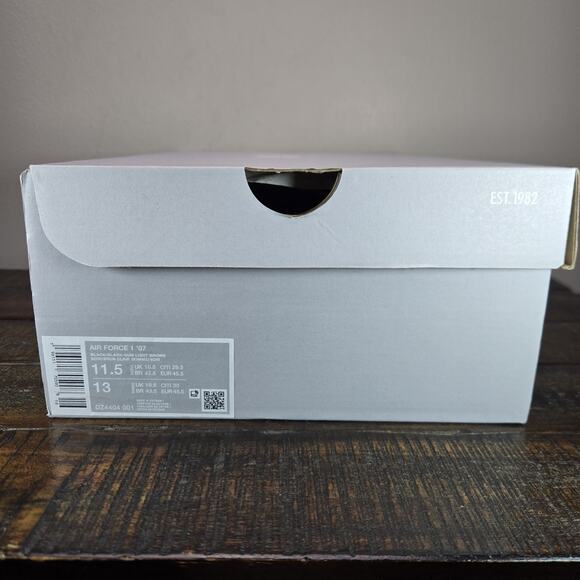 Nike Air Force 1 Low \'07 Mens Size 11.5 Lifestyle Shoe Black Gum 2022 DZ4404-001 main image 8